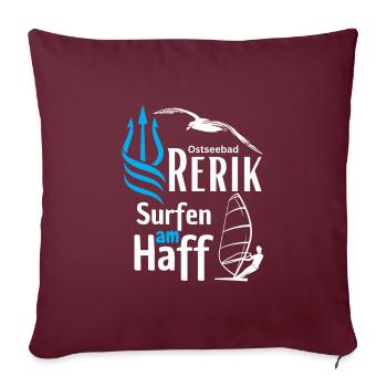 Rerik-Surfen am Haff-Ostseebad Rerik-Salzhaff - Sofakissenbezug 45 x 45 cm - Burgunderrot - Vorne