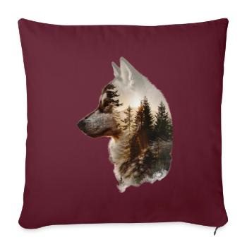 Husky sibérien - Housse de coussin décorative 45 x 45 cm - bordeaux - Devant