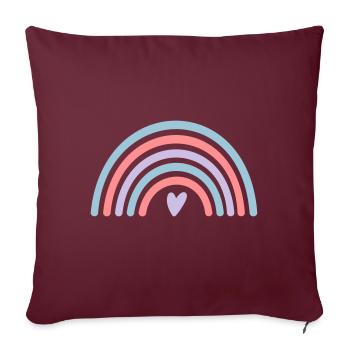 Arc-en-ciel avec coeur - Housse de coussin décorative 45 x 45 cm - bordeaux - Devant