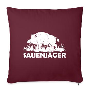 Sauenjäger Wildschwein Wildsau Keiler Jäger - Sofakissenbezug 45 x 45 cm - Burgunderrot - Vorne