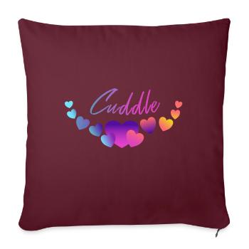 Câliner pour câliner les cœurs d’amour - Housse de coussin décorative 45 x 45 cm - bordeaux - Devant