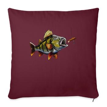 Barsch Design Für Angler - Raubfisch Angeln - Sofakissenbezug 45 x 45 cm - Burgunderrot - Vorne