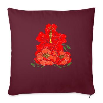 Rote Blumen - Sofakissenbezug 45 x 45 cm - Burgunderrot - Vorne