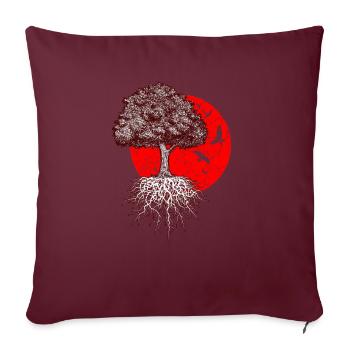 Japon art arbre soleil - Housse de coussin décorative 45 x 45 cm - bordeaux - Devant