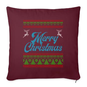 Noël laid Noël renne - Housse de coussin décorative 45 x 45 cm - bordeaux - Devant