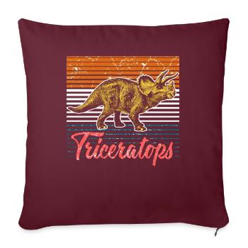 Dinosaure tricératops dinosaure - Housse de coussin décorative 45 x 45 cm - bordeaux - Devant