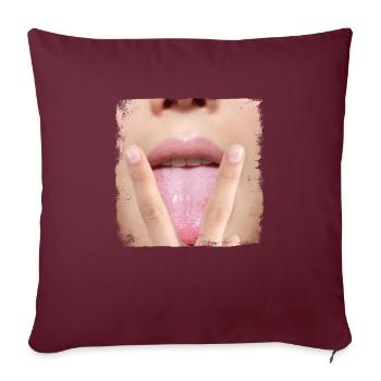 Sexy fille fille femme langue - Housse de coussin décorative 45 x 45 cm - bordeaux - Devant