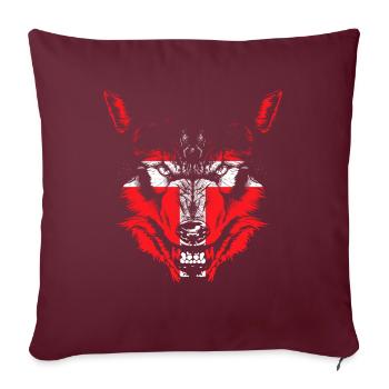 Wolf mit Dänemark Flagge - Sofakissenbezug 45 x 45 cm - Burgunderrot - Vorne