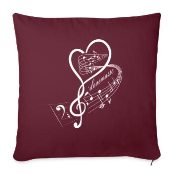 Coeur de notes de musique pour musiciens - Housse de coussin décorative 45 x 45 cm - bordeaux - Devant