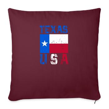 Conception du drapeau du Texas USA pour les fans de Lone Star State - Housse de coussin décorative 45 x 45 cm - bordeaux - Devant