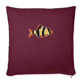 Conception d'aquarium Tiger Barb pour la pêche - Housse de coussin décorative 45 x 45 cm - bordeaux - Devant