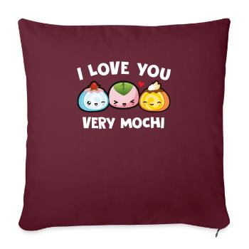 I Love You Very Mochi cadeau de glace japonaise - Housse de coussin décorative 45 x 45 cm - bordeaux - Devant
