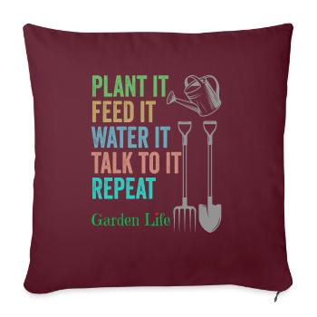 Jardinage Vie de jardin - Housse de coussin décorative 45 x 45 cm - bordeaux - Devant