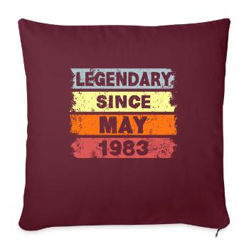 Légendaire depuis mai 1983 - Anniversaire - Housse de coussin décorative 45 x 45 cm - bordeaux - Devant