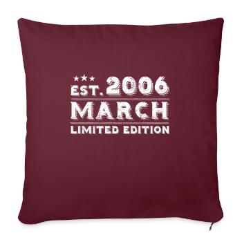 March 2006 - Geburtstag im März - Sofakissenbezug 45 x 45 cm - Burgunderrot - Vorne