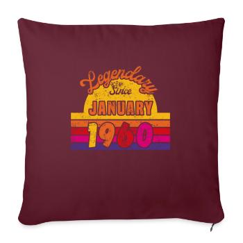 Janvier 1960 - Anniversaire en janvier - Housse de coussin décorative 45 x 45 cm - bordeaux - Devant