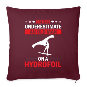 Ne sous-estimez jamais un vieil homme sur un hydroptère - wi - Housse de coussin décorative 45 x 45 cm - bordeaux - Devant