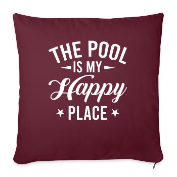 La piscine est mon endroit heureux - Nager - Housse de coussin décorative 45 x 45 cm - bordeaux - Devant