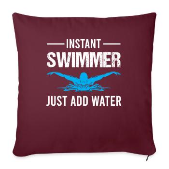 Instant Swimmer Just Add Water - Natation en piscine - Housse de coussin décorative 45 x 45 cm - bordeaux - Devant