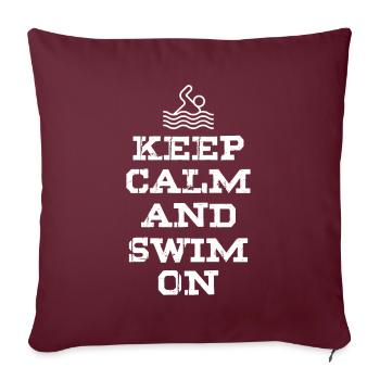 Restez calme et nagez - Piscine Natation - Housse de coussin décorative 45 x 45 cm - bordeaux - Devant