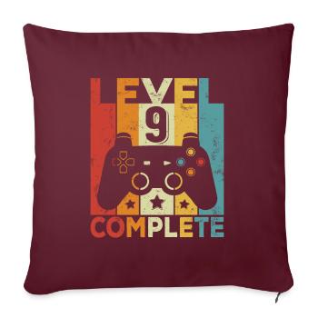 Niveau 9 Complet 9 Anniversaire Garçon Filles - Housse de coussin décorative 45 x 45 cm - bordeaux - Devant