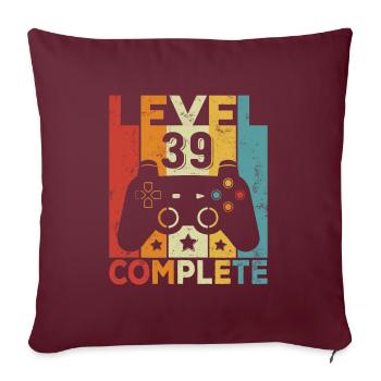 Niveau 39 Anniversaire complet 39 ans Homme Femme - Housse de coussin décorative 45 x 45 cm - bordeaux - Devant