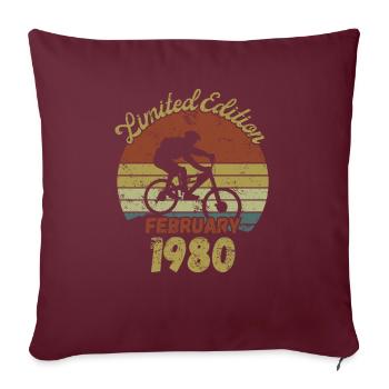 Anniversaire Vélo Vélo Février 1980 - Housse de coussin décorative 45 x 45 cm - bordeaux - Devant