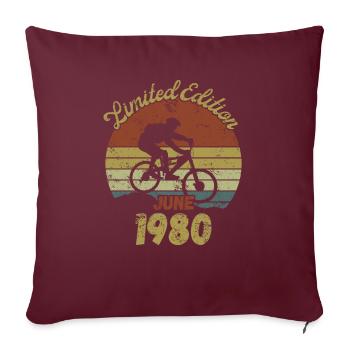 Anniversaire Vélo Vélo Juin 1980 - Housse de coussin décorative 45 x 45 cm - bordeaux - Devant