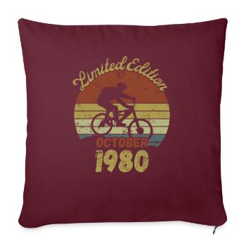 Anniversaire Vélo Vélo Octobre 1980 - Housse de coussin décorative 45 x 45 cm - bordeaux - Devant