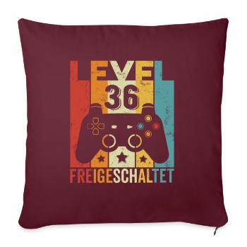 Level 36 Freigeschaltet Geburtstag Mann Frau Gamer - Sofakissenbezug 45 x 45 cm - Burgunderrot - Vorne