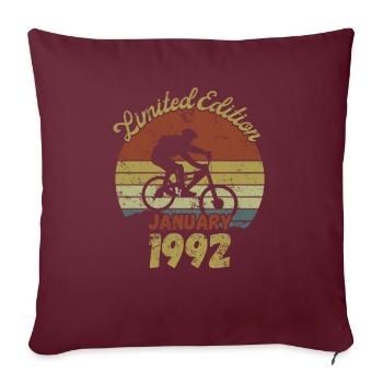 Anniversaire Vélo Vélo Janvier 1992 - Housse de coussin décorative 45 x 45 cm - bordeaux - Devant