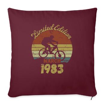 Anniversaire Vélo Vélo Mars 1983 - Housse de coussin décorative 45 x 45 cm - bordeaux - Devant