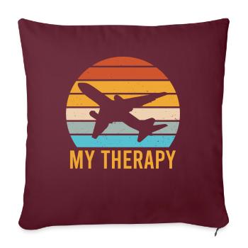Capitaine pilote d’avion - Flying My Therap - Housse de coussin décorative 45 x 45 cm - bordeaux - Devant