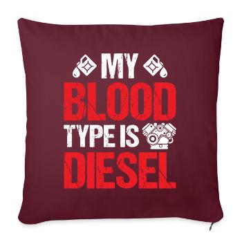 Mechanic Car Garage - My Blood Type Is Diesel - Sofakissenbezug 45 x 45 cm - Burgunderrot - Vorne