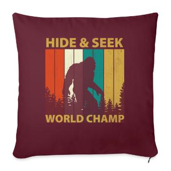 Champion du monde de cache-cache - Sasquatch Bigfoot - Housse de coussin décorative 45 x 45 cm - bordeaux - Devant