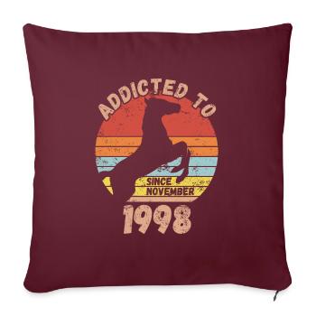 Anniversaire Chevaux Équitation Novembre 1998 - Housse de coussin décorative 45 x 45 cm - bordeaux - Devant