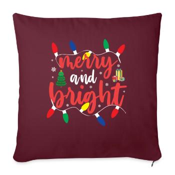 Christmas Eve - Merry and Bright - Sofakissenbezug 45 x 45 cm - Burgunderrot - Vorne