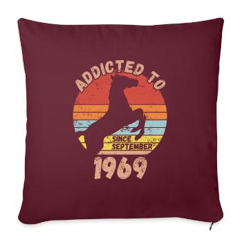 Anniversaire Équitation Septembre 1969 - Housse de coussin décorative 45 x 45 cm - bordeaux - Devant