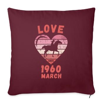 Love Horses Riding Anniversaire Mars 1960 - Housse de coussin décorative 45 x 45 cm - bordeaux - Devant