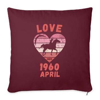Love Horses Riding Anniversaire Avril 1960 - Housse de coussin décorative 45 x 45 cm - bordeaux - Devant