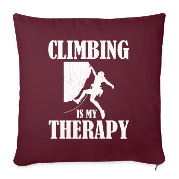 Bouldering Hiking Rock Climbing - This Is My Thera - Sofakissenbezug 45 x 45 cm - Burgunderrot - Vorne