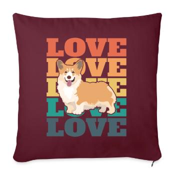 Corgi Chien J’aime Corgis - Housse de coussin décorative 45 x 45 cm - bordeaux - Devant