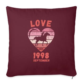 Love Horse Riding Birthday Septembre 1998 - Housse de coussin décorative 45 x 45 cm - bordeaux - Devant