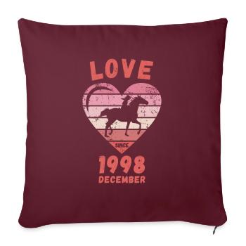 Love Horse Riding Birthday Décembre 1998 - Housse de coussin décorative 45 x 45 cm - bordeaux - Devant