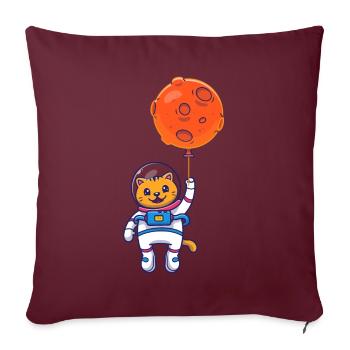 Space Cat Moon Planets Astronaut Space Balloons - Sofakissenbezug 45 x 45 cm - Burgunderrot - Vorne