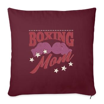Gants de boxe roses - Boxing Mom - Cadeau boxeur femme - Housse de coussin décorative 45 x 45 cm - bordeaux - Devant