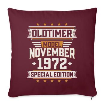Novembre vintage 1972 anniversaire de voiture classique - Housse de coussin décorative 45 x 45 cm - bordeaux - Devant