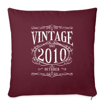 Anniversaire - Millésime depuis Octobre 2010 - Housse de coussin décorative 45 x 45 cm - bordeaux - Devant