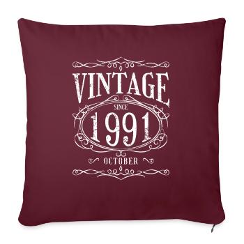 Anniversaire - Millésime depuis Octobre 1991 - Housse de coussin décorative 45 x 45 cm - bordeaux - Devant
