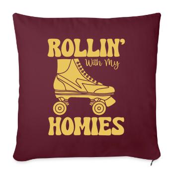 Roller Skating - Rollin avec mes copains - Housse de coussin décorative 45 x 45 cm - bordeaux - Devant